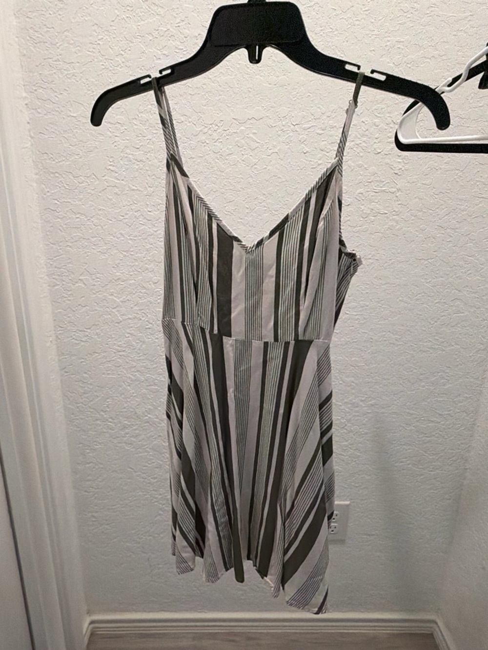 Forever 21 Olive Green and Light Gray Striped Dress